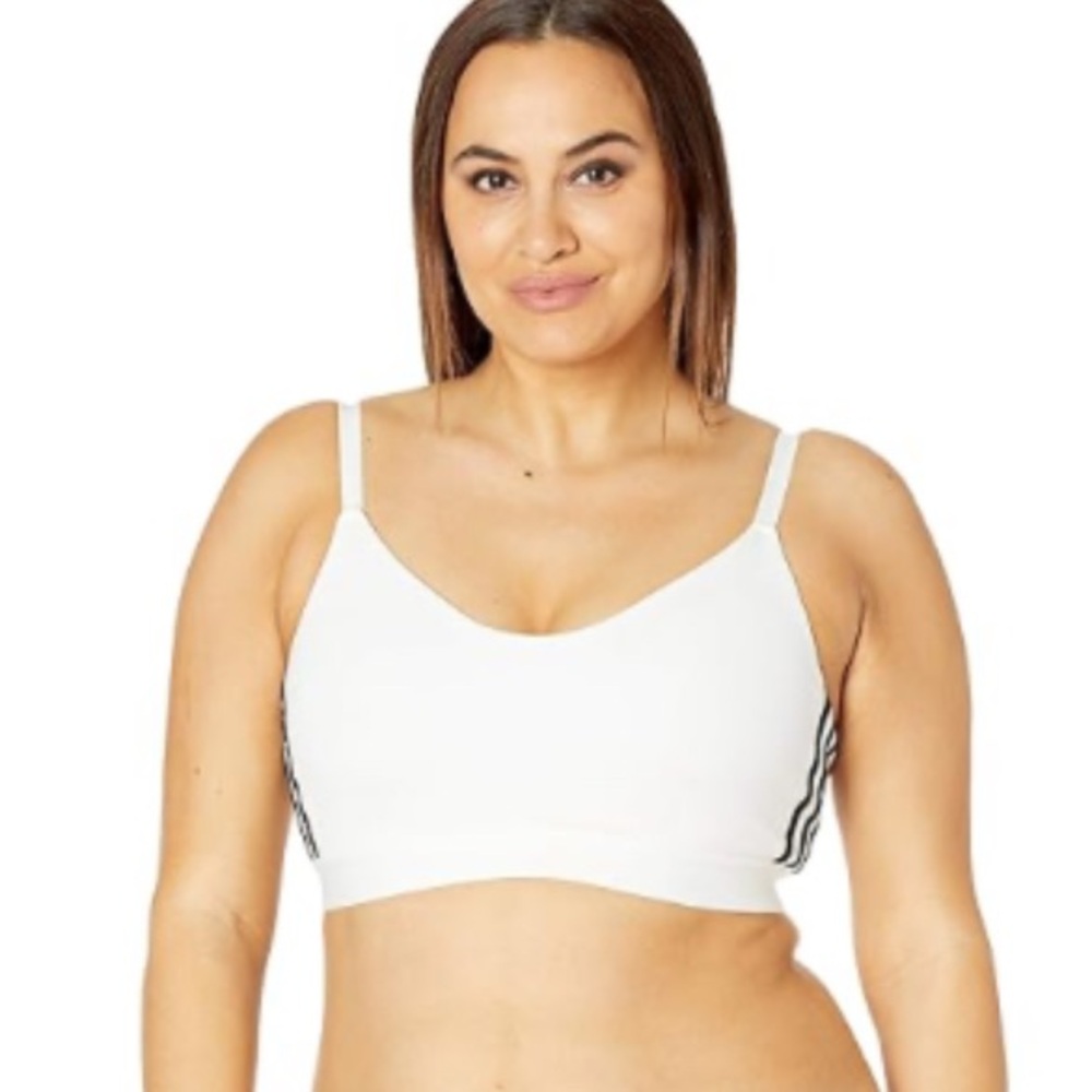 Adidas Women's White and Black Sports Bra - Picture 2 of 4